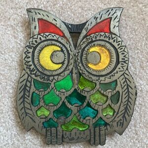 Vintage metal owl trivet